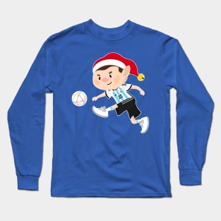 Argentina football Christmas elf. Football World Cup soccer t-shirt Long Sleeve T-Shirt